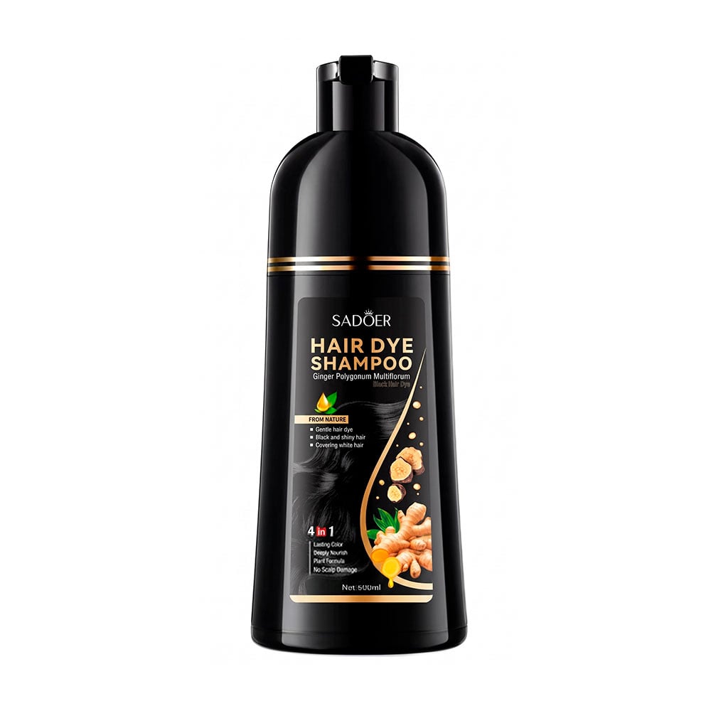 Фарбувальний шампунь для волосся Sadoer Ginger Polygonum Multiflorum Hair Dye Shampoo, Natural Black, 500 мл